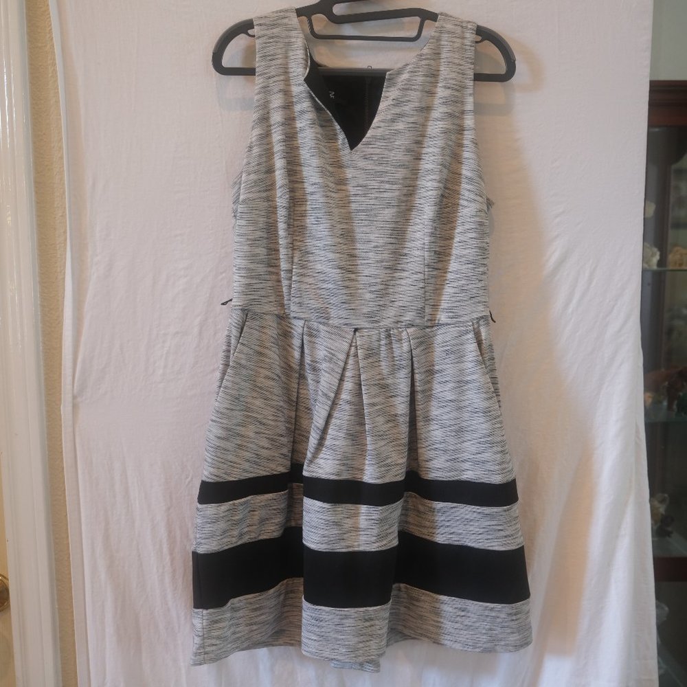 IZ Byer Grey & Black Striped Dress